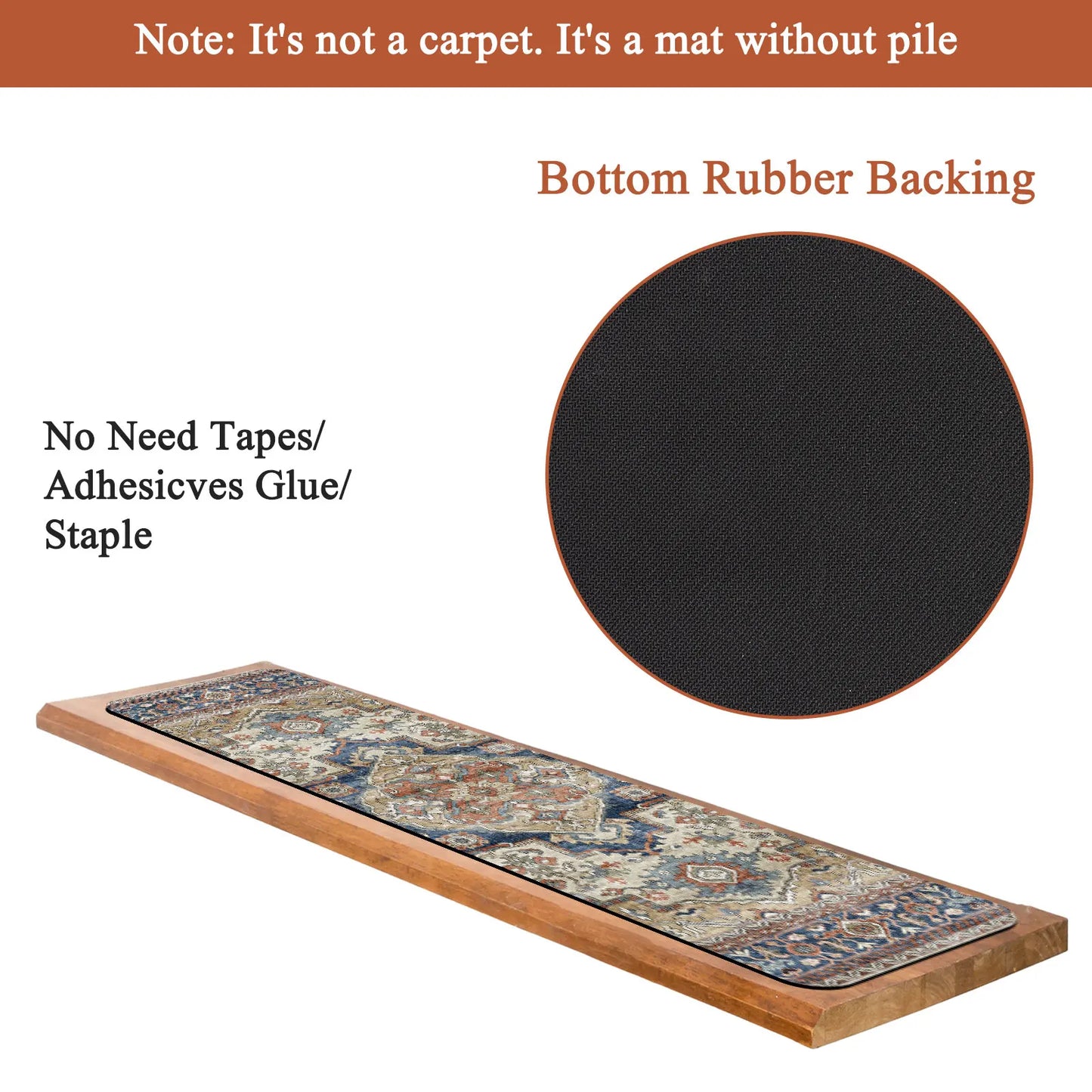 Non-Slip Stair Carpet, Indoor, Soft, Resistant Rubber