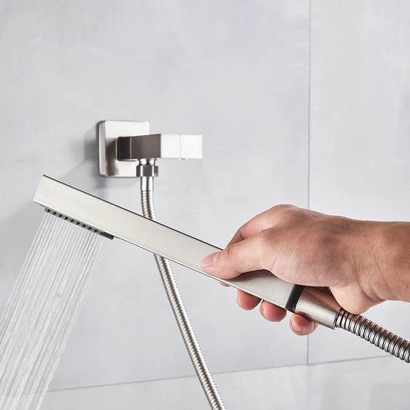 Wall Mounted Rainfall Shower, Stainless Steel ,Brushed Nickel