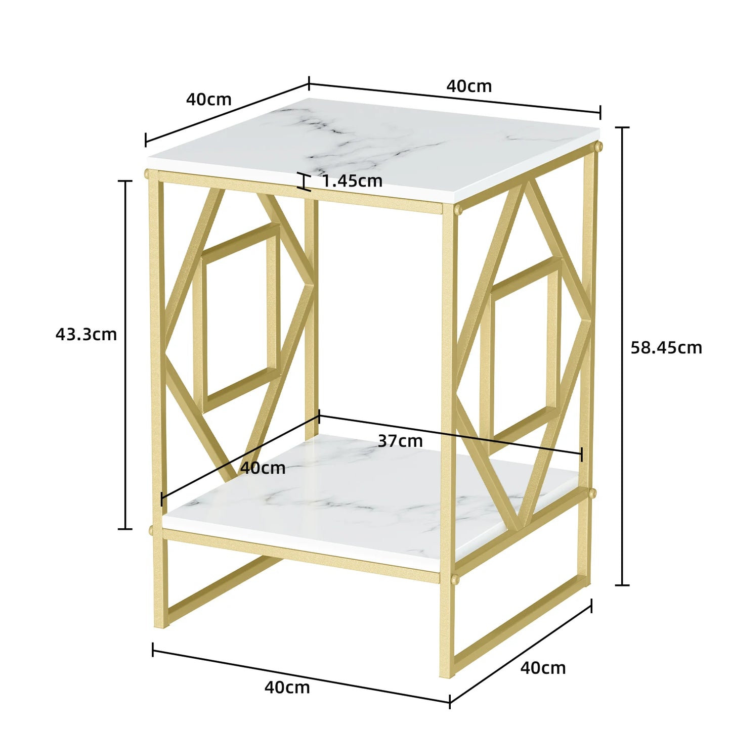 Marble End Table, Gold Frame