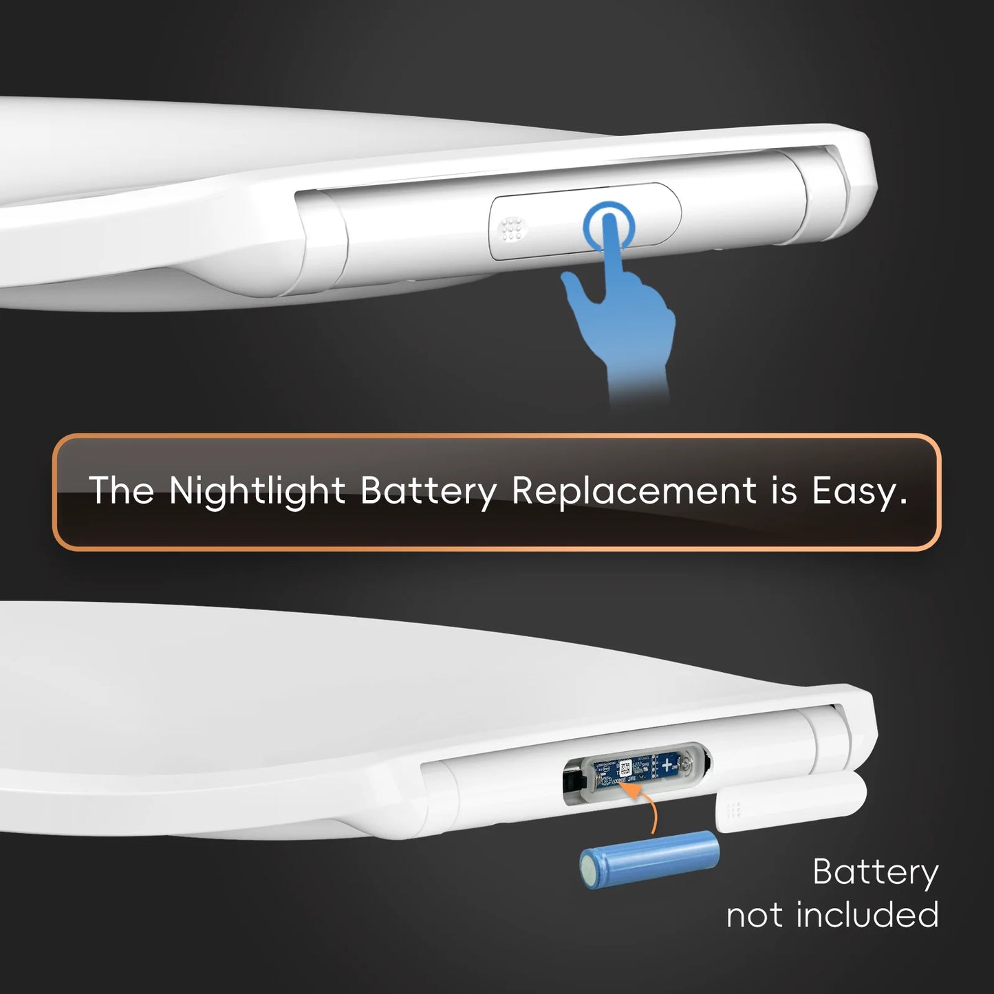 Elongated Toilet Seat, Built-in Light, Soft Slow Close, Plastic