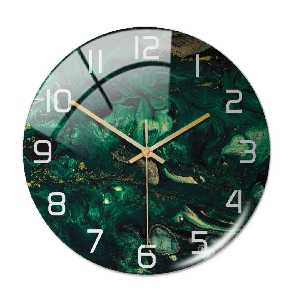 3D Acrylic Marble Pattern Wall Adhesive Clock, Silent Mechanism