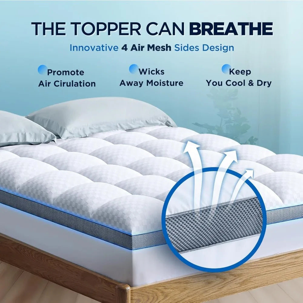 Memory Foam Mattress Topper, Queen, 2" Plush Pillow Top