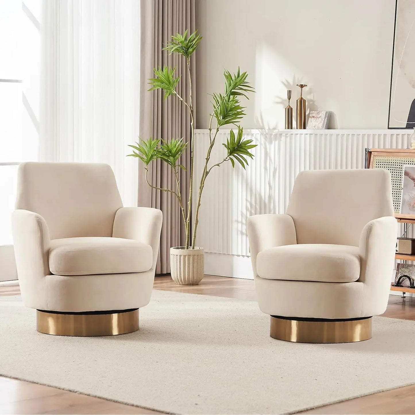Bucket Chair, Swivel, Set of 2, Velvet, Round, 7 Colors