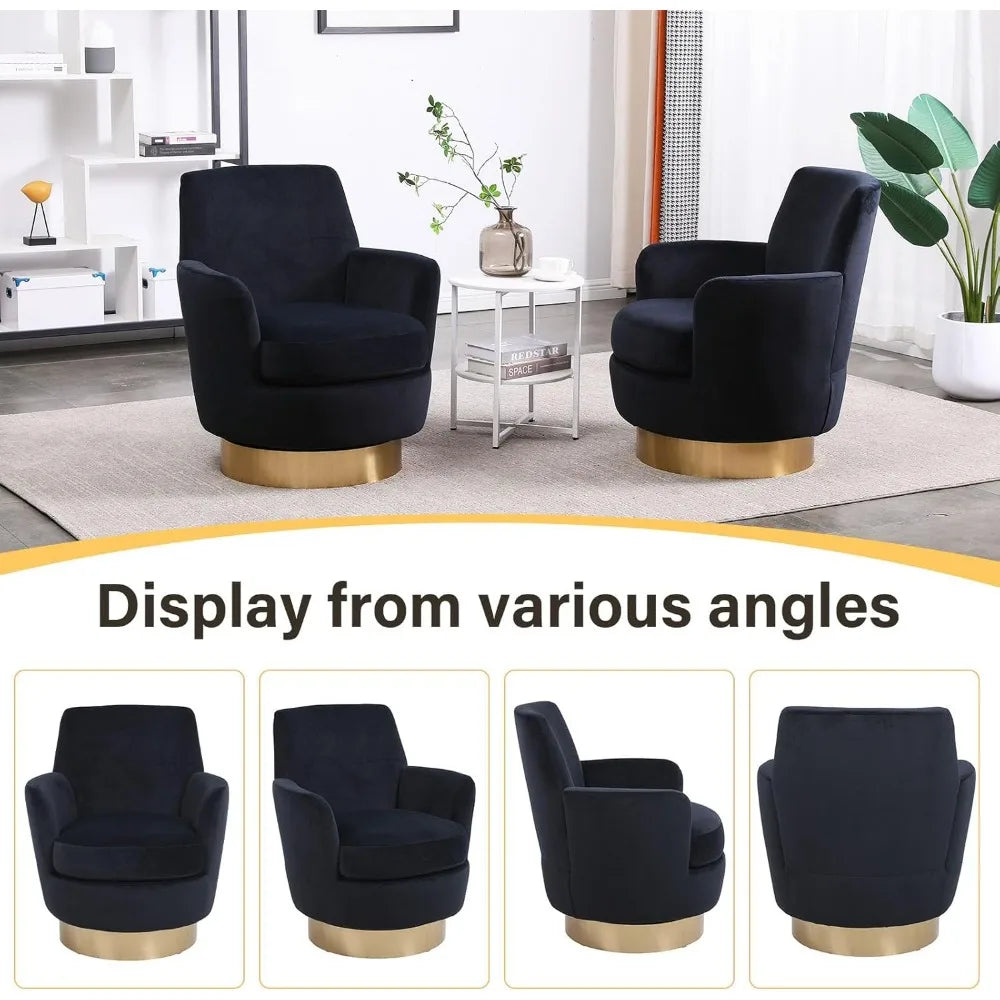 Bucket Chair, Swivel, Set of 2, Velvet, Round, 7 Colors