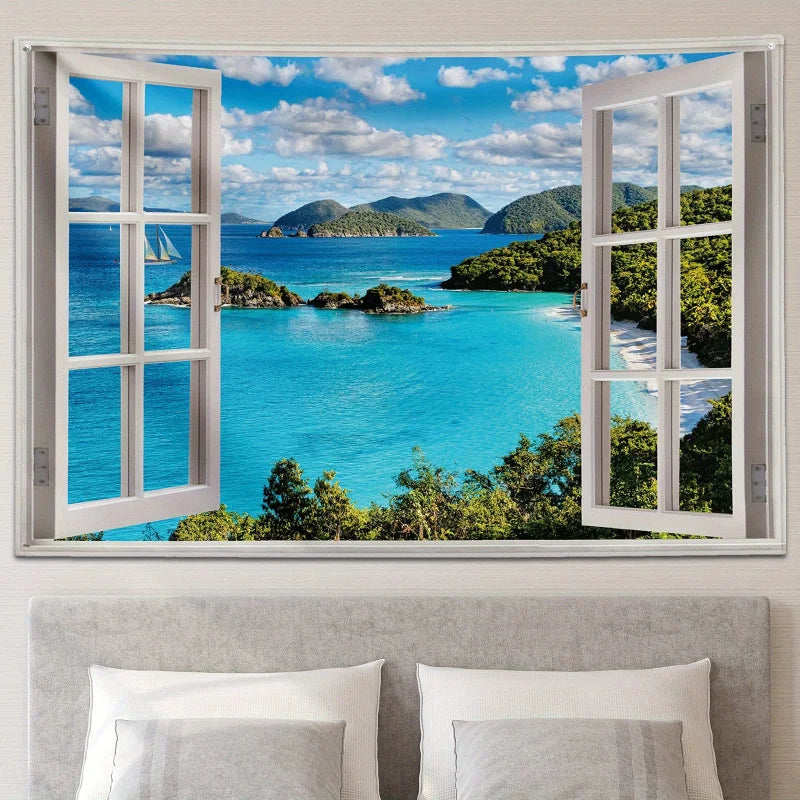 , Blue Ocean Wall Tapestry, Decorative Wall Art, 5 Sizes