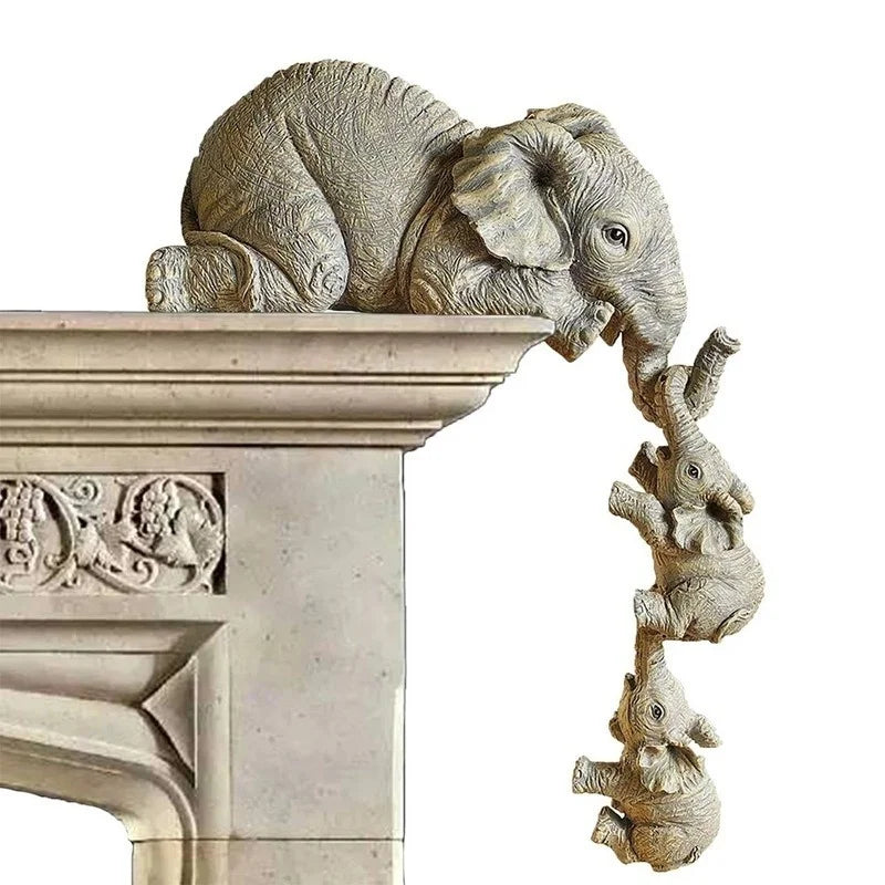 3pcs/set Elephant Figurines, Elephant Holding Baby Elephant