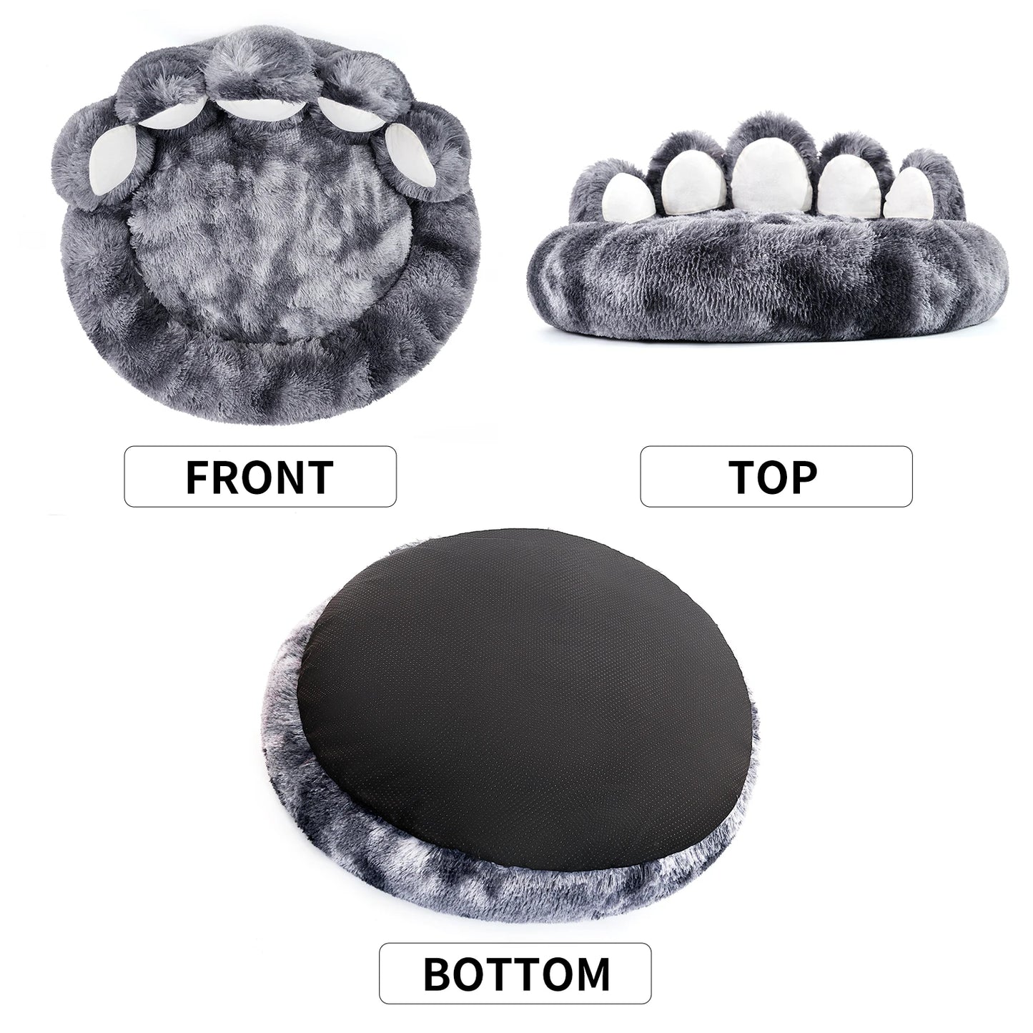 Comfy Pet Dog Or Cat Bed, Paw Shape, Warm, Brown Or Grey, 4 Sizes