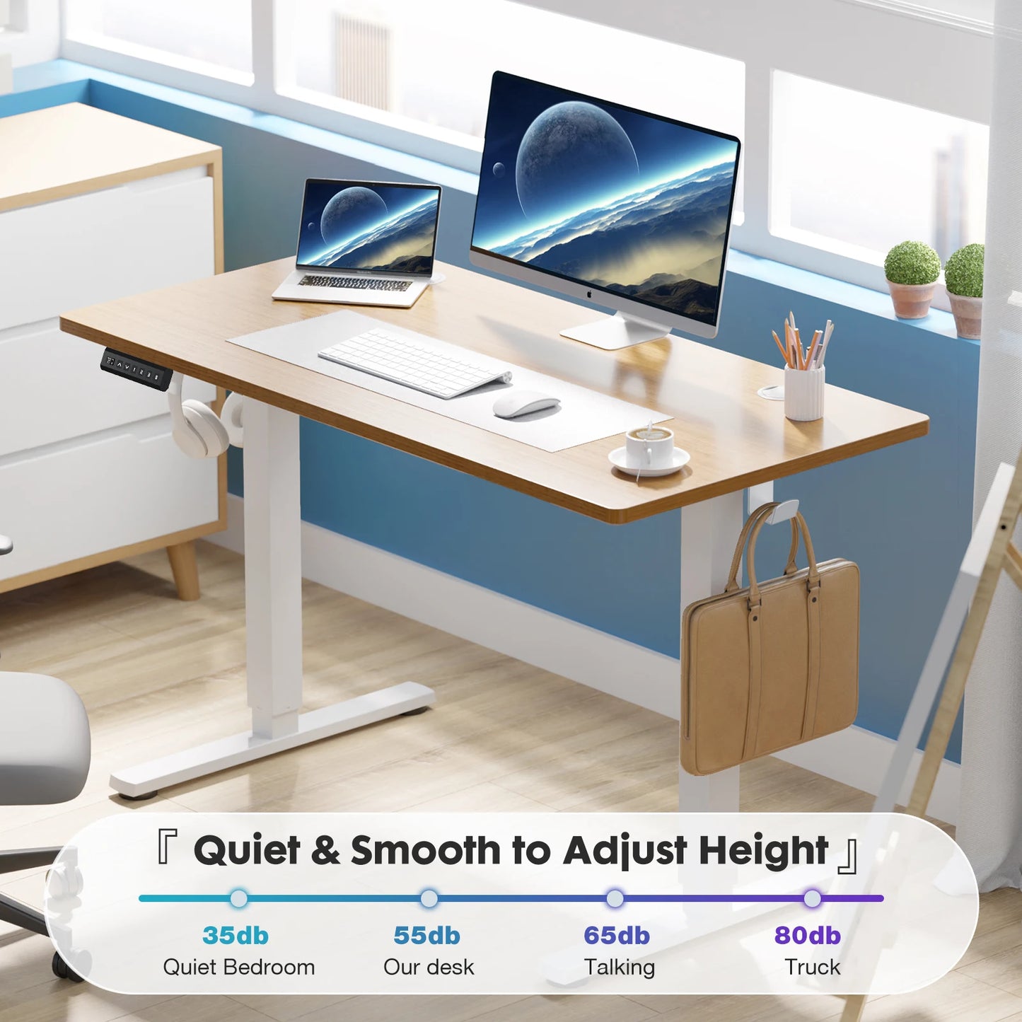 Standing Desk, Height Adjustable, 40" x 24", Stand or Sit, Ergonomic
