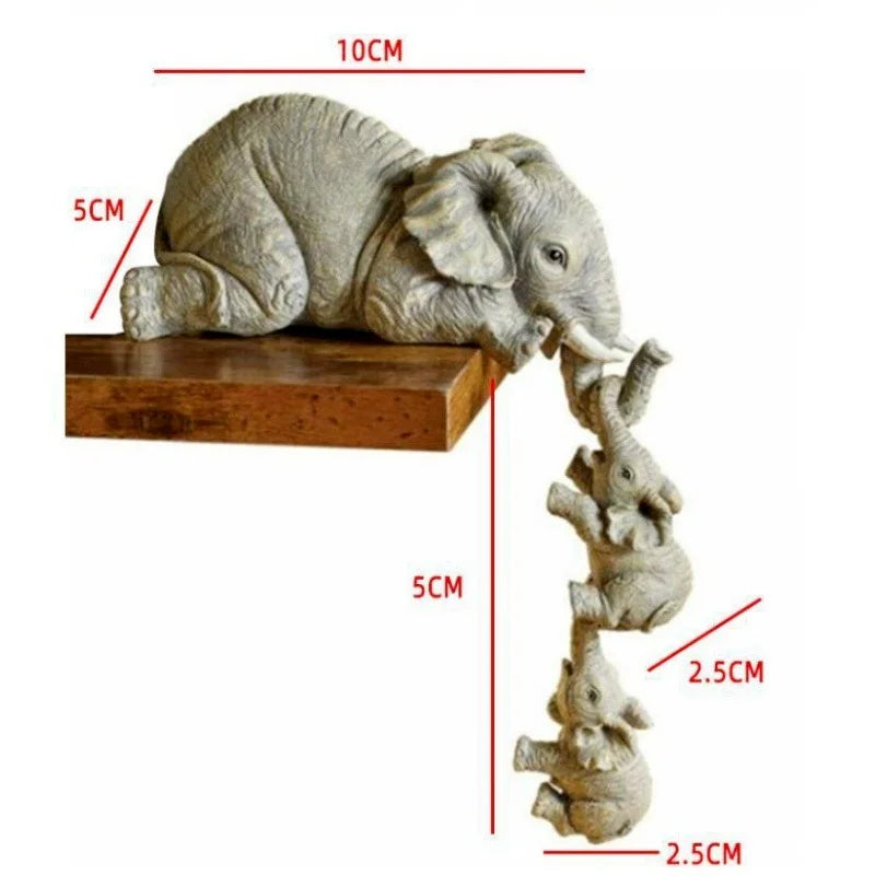 3pcs/set Elephant Figurines, Elephant Holding Baby Elephant