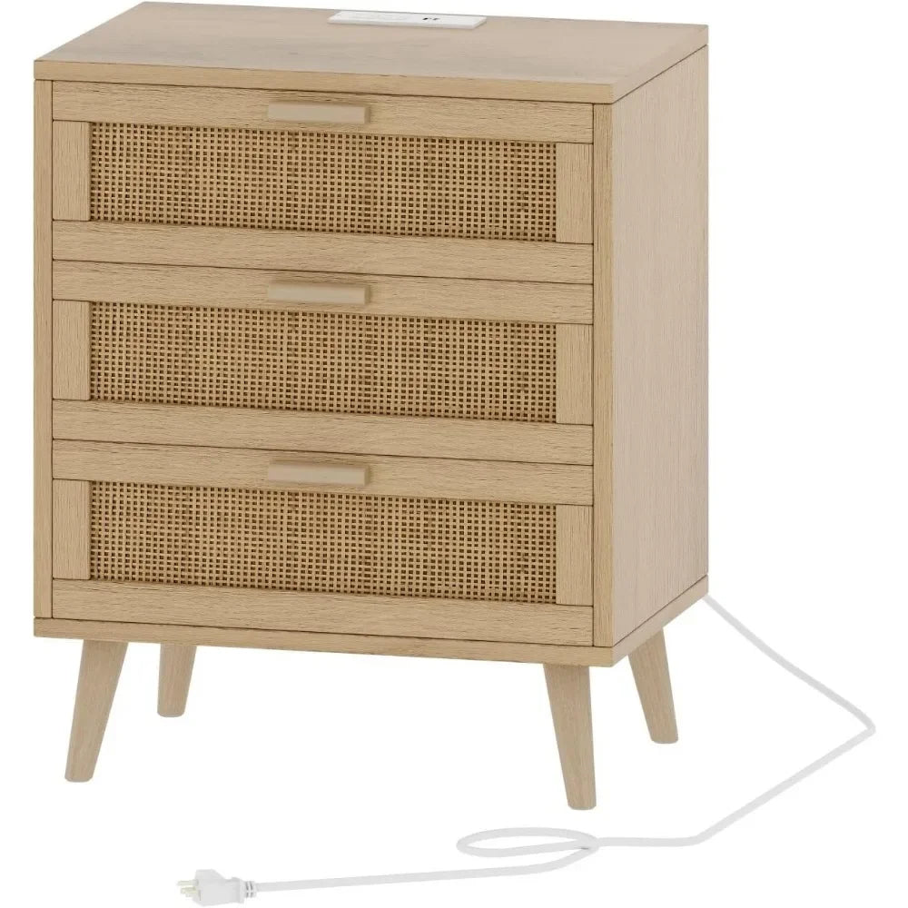 Nightstand with Charging Station, 2 USB Ports, 2AC Outlets