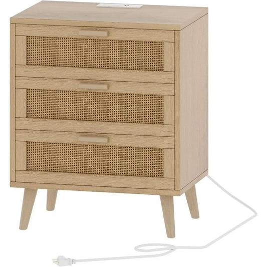 Nightstand with Charging Station, 2 USB Ports, 2AC Outlets