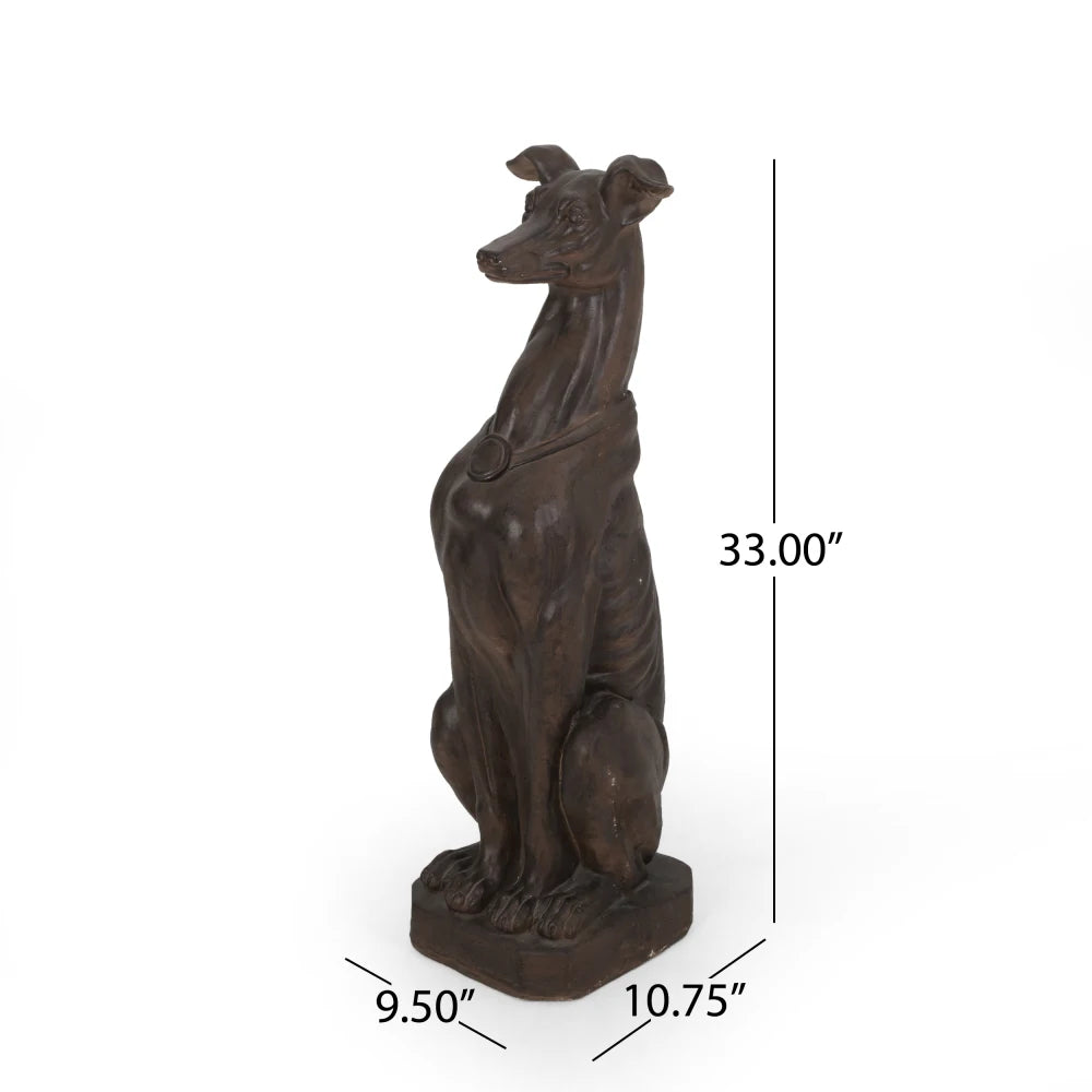 GREY HOUND DOG STATUE, For Gardens, Terraces, Lawns, 33" Tall