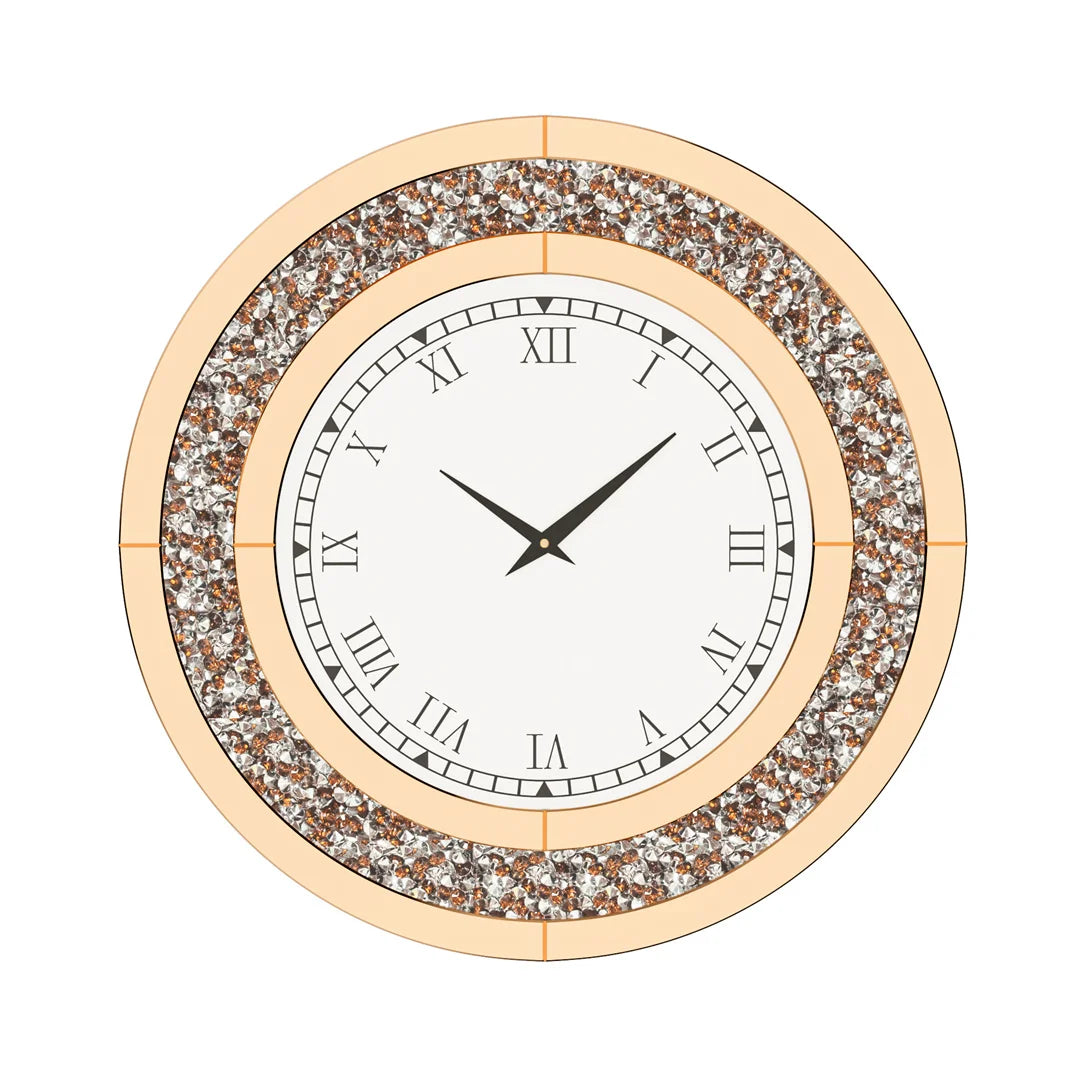 3D Wall Clock, Large Diamond Crystal, Roman Numerals