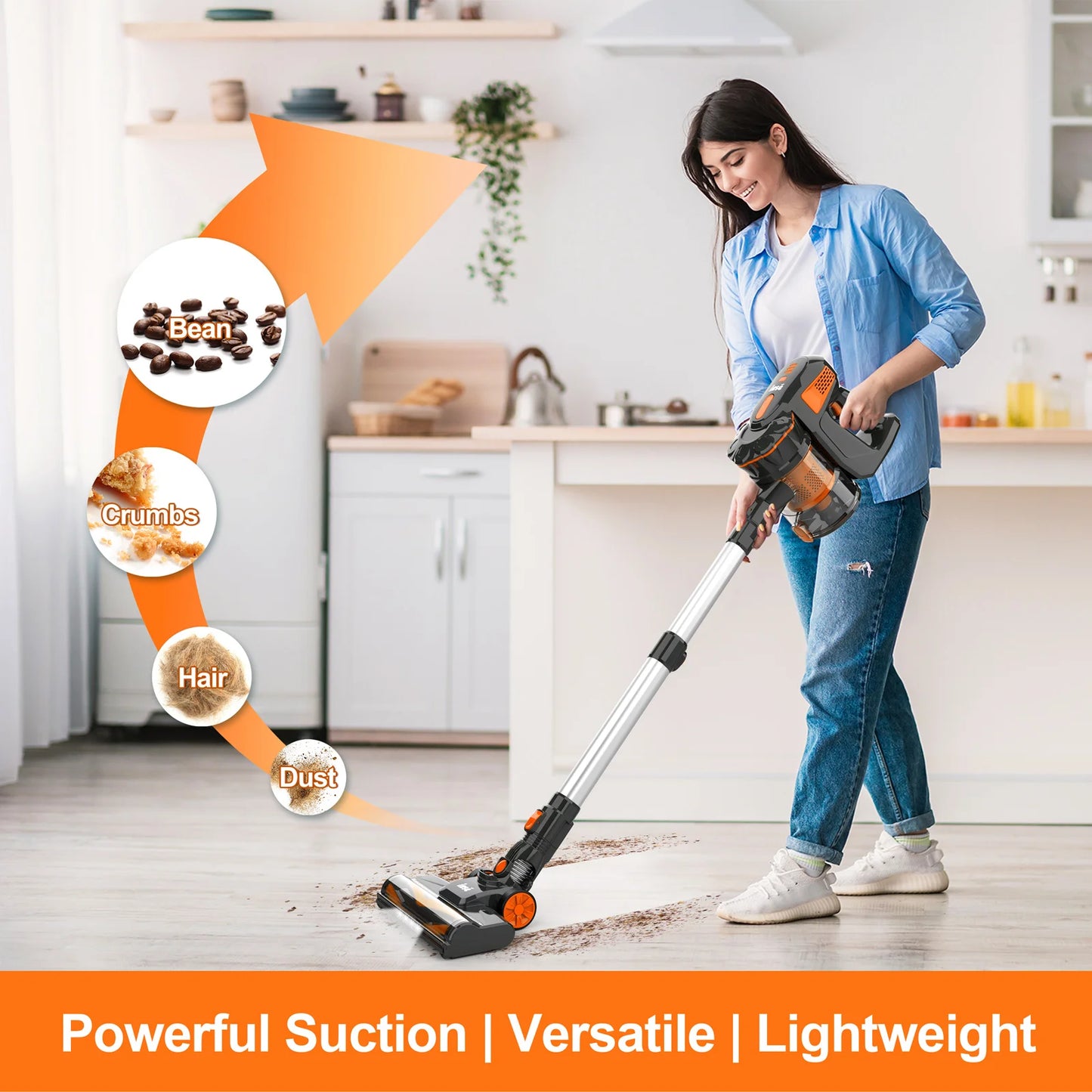 Cordless Vacuum Cleaner, Powerful, Brushless Motor, Ultra Quiet, Lightweight