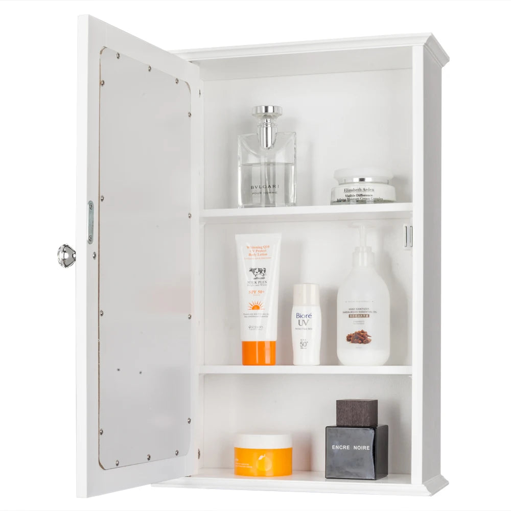 Single Door Bathroom Cabinet, Shelf, White