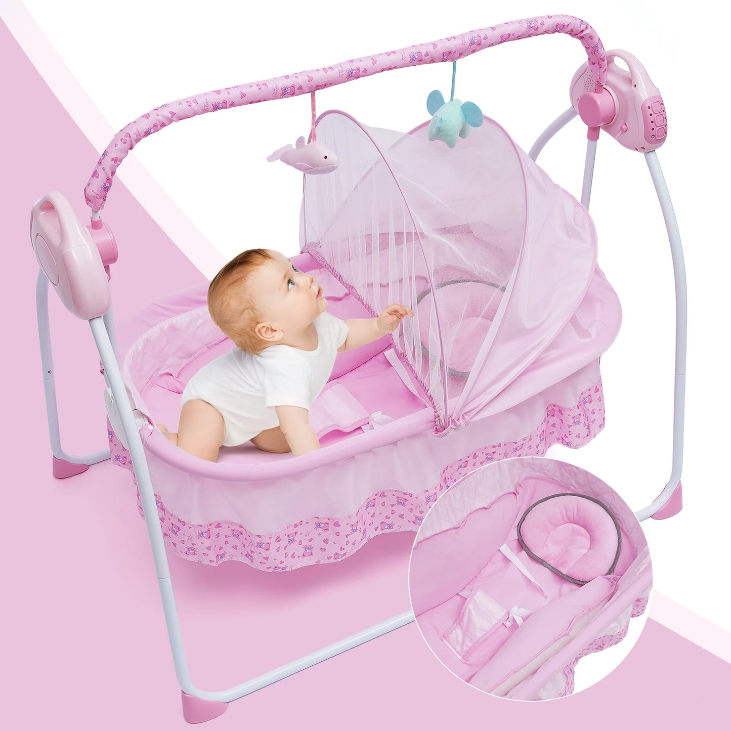 5 Gear Electric Auto-Swing, Cradle Sleep Bed, Infant, Bluetooth Music