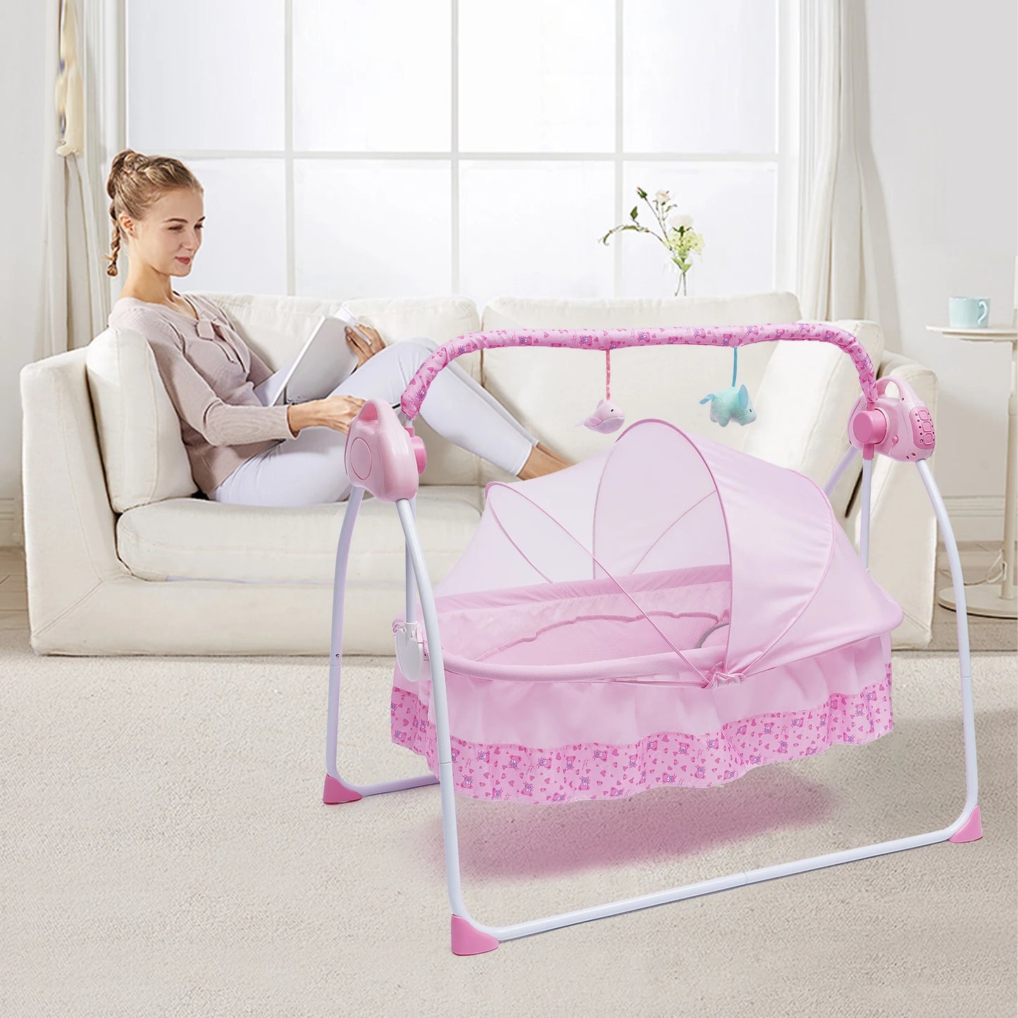 5 Gear Electric Auto-Swing, Cradle Sleep Bed, Infant, Bluetooth Music