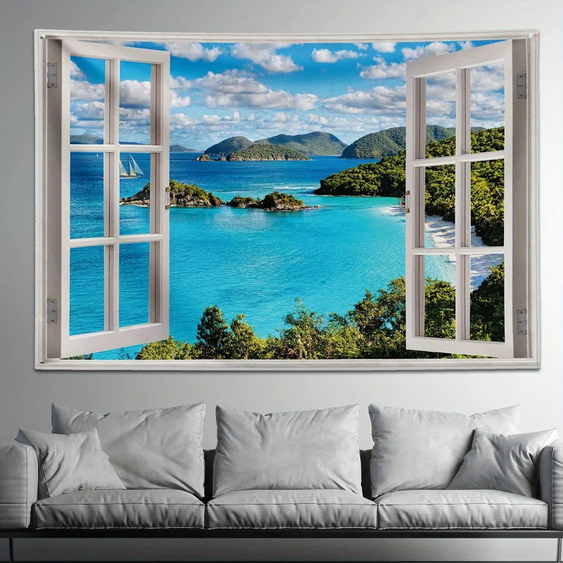 , Blue Ocean Wall Tapestry, Decorative Wall Art, 5 Sizes