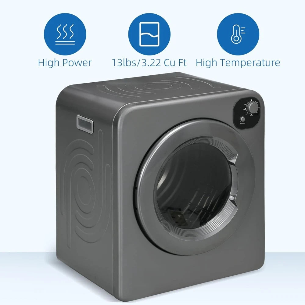 Clothes Dryer With Intelligent Drying, 120V 3.2 Cu.ft Stainless Steel Drum, Front Load