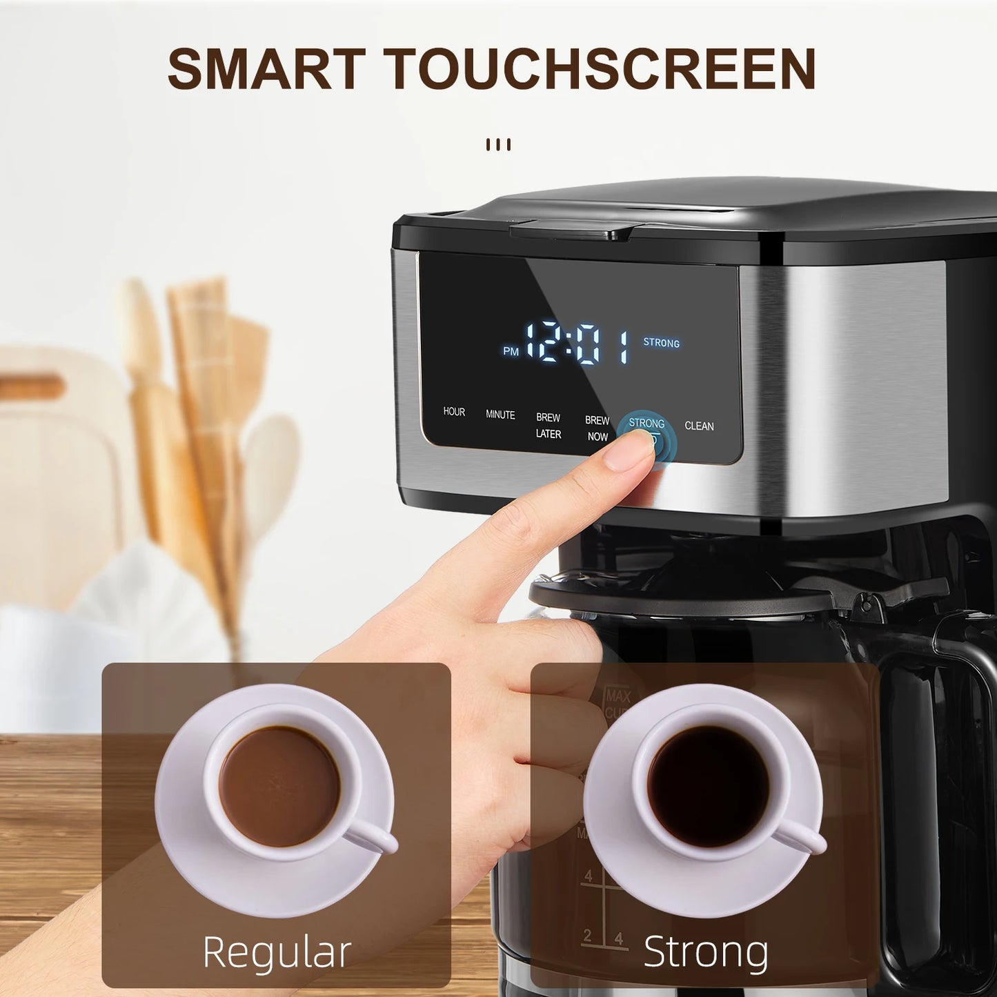 Programmable 12 Cup Coffee Maker, Iced Coffee Function, Touch Screen