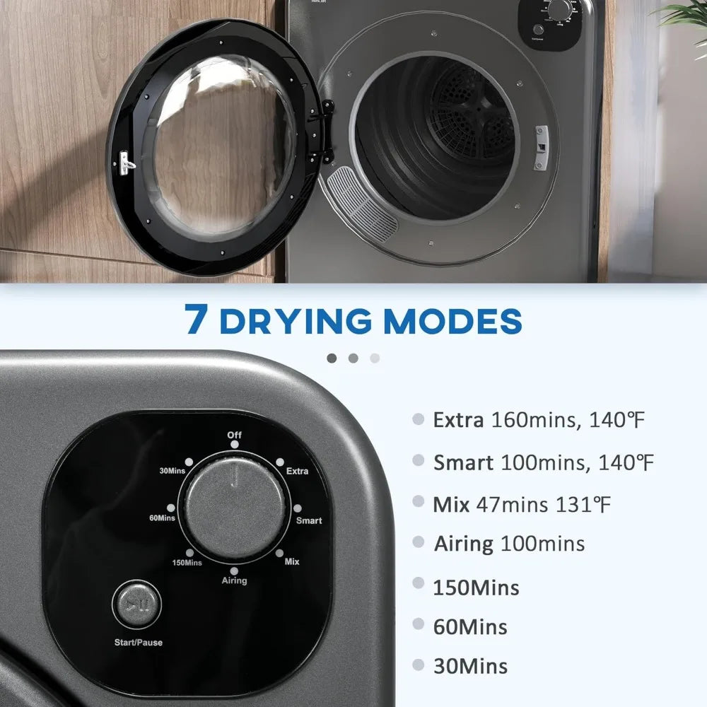 Clothes Dryer With Intelligent Drying, 120V 3.2 Cu.ft Stainless Steel Drum, Front Load