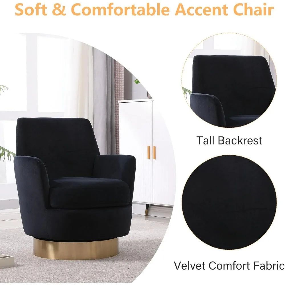 Bucket Chair, Swivel, Set of 2, Velvet, Round, 7 Colors