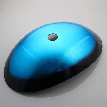 Oval Blue Tempered Glass Sink, Waterfall Black Faucet Tap, Above Counter Basin