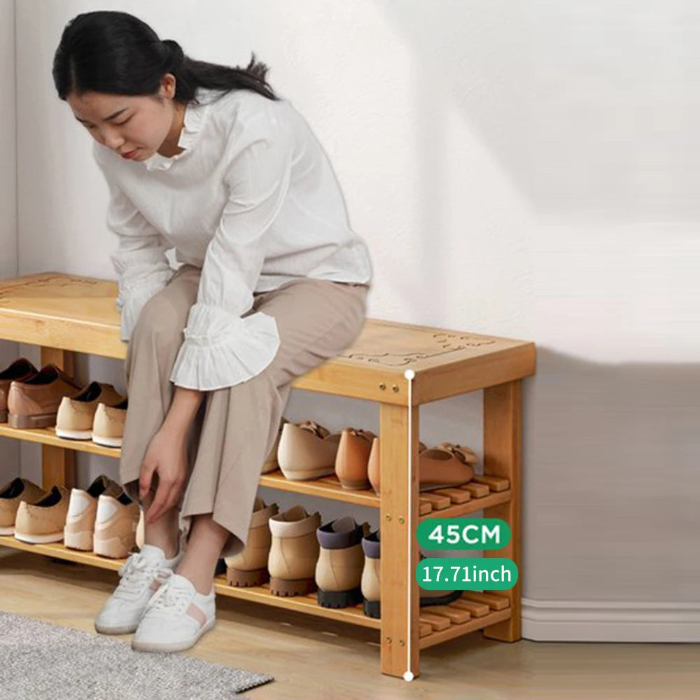 3-Tier Bamboo Entryway Rack, Storage, Organizer