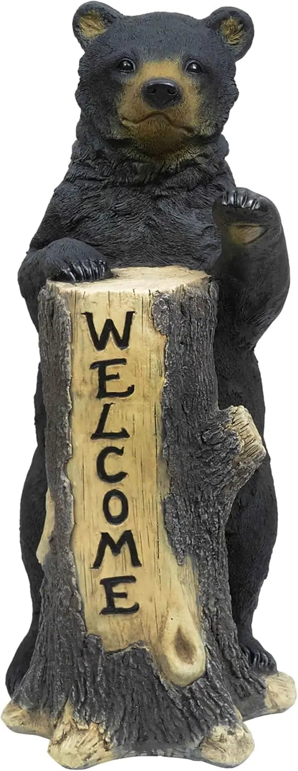 Standing Black Bear, Welcome Tree Trunk, Rustic