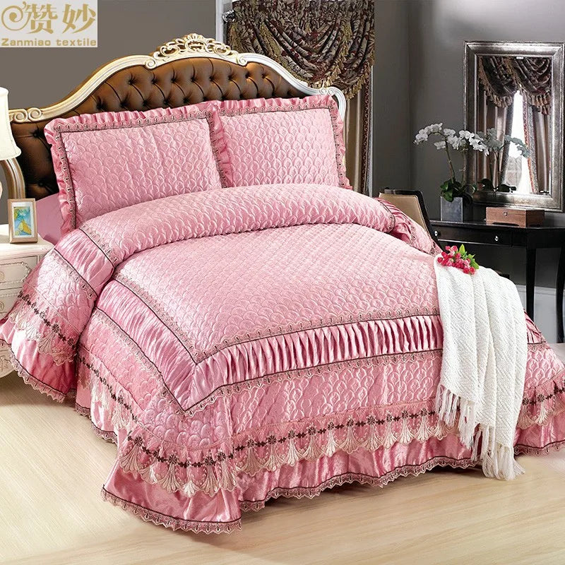 Fleece Bedding Set, Lace Ruffles, 3Pcs