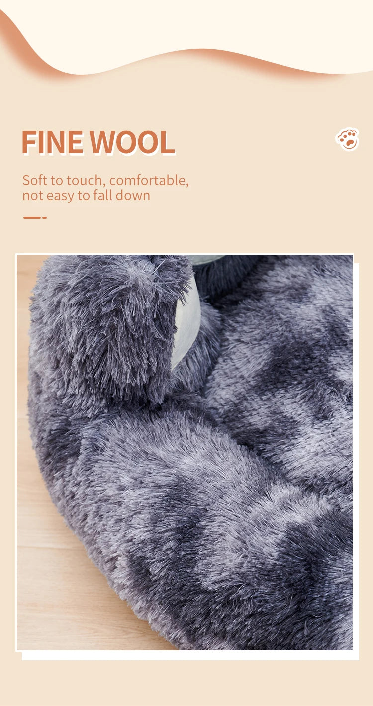 Comfy Pet Dog Or Cat Bed, Paw Shape, Warm, Brown Or Grey, 4 Sizes