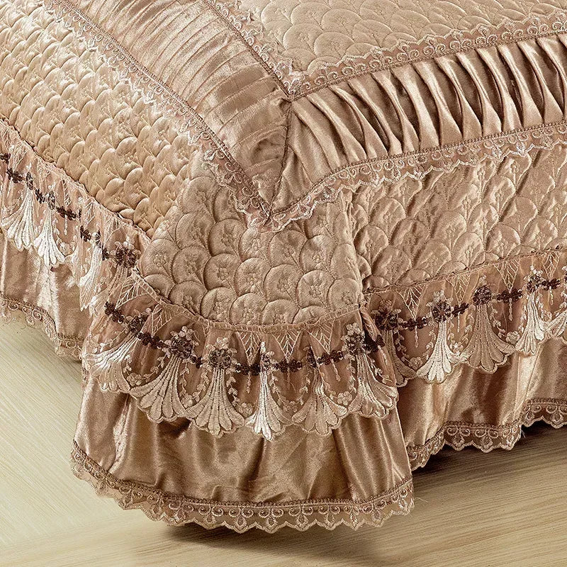 Fleece Bedding Set, Lace Ruffles, 3Pcs