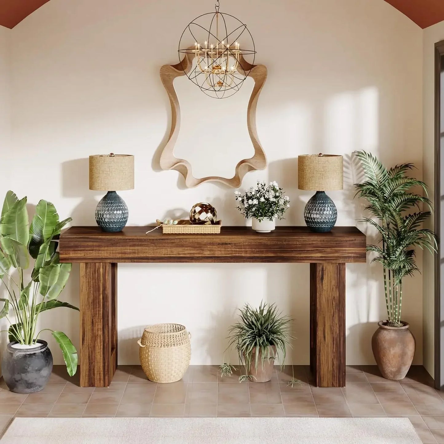 63" Entryway Table, Farmhouse, Narrow