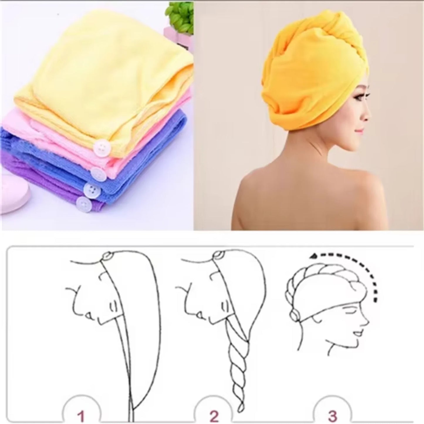 Hot Selling 1pc Drying Turban, Microfiber, Quick Dry