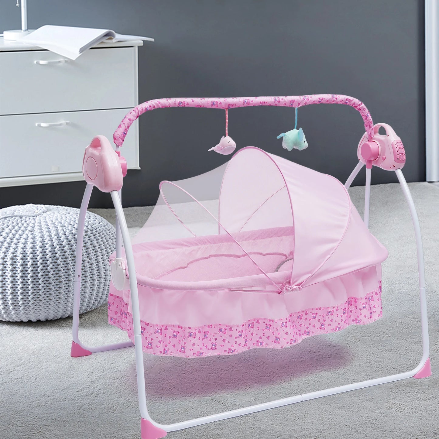 5 Gear Electric Auto-Swing, Cradle Sleep Bed, Infant, Bluetooth Music