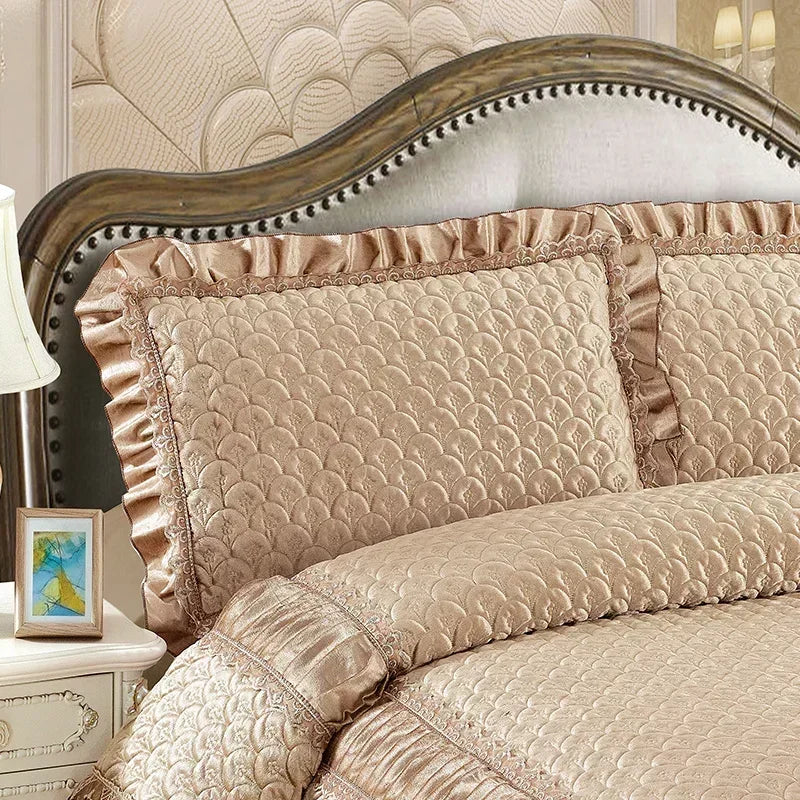 Fleece Bedding Set, Lace Ruffles, 3Pcs