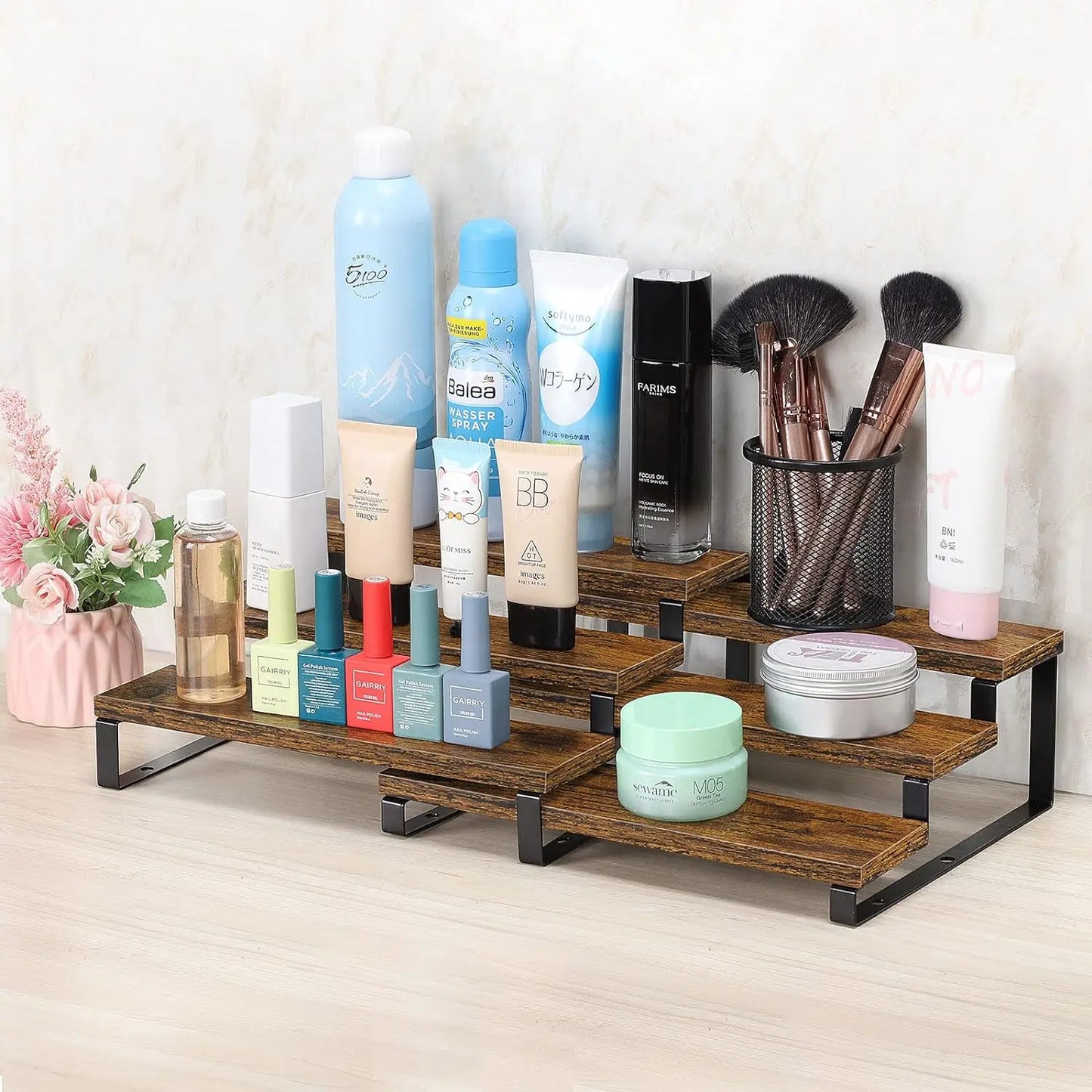 3-Tier Wooden Spice Organizer, Expandable, Set of 2