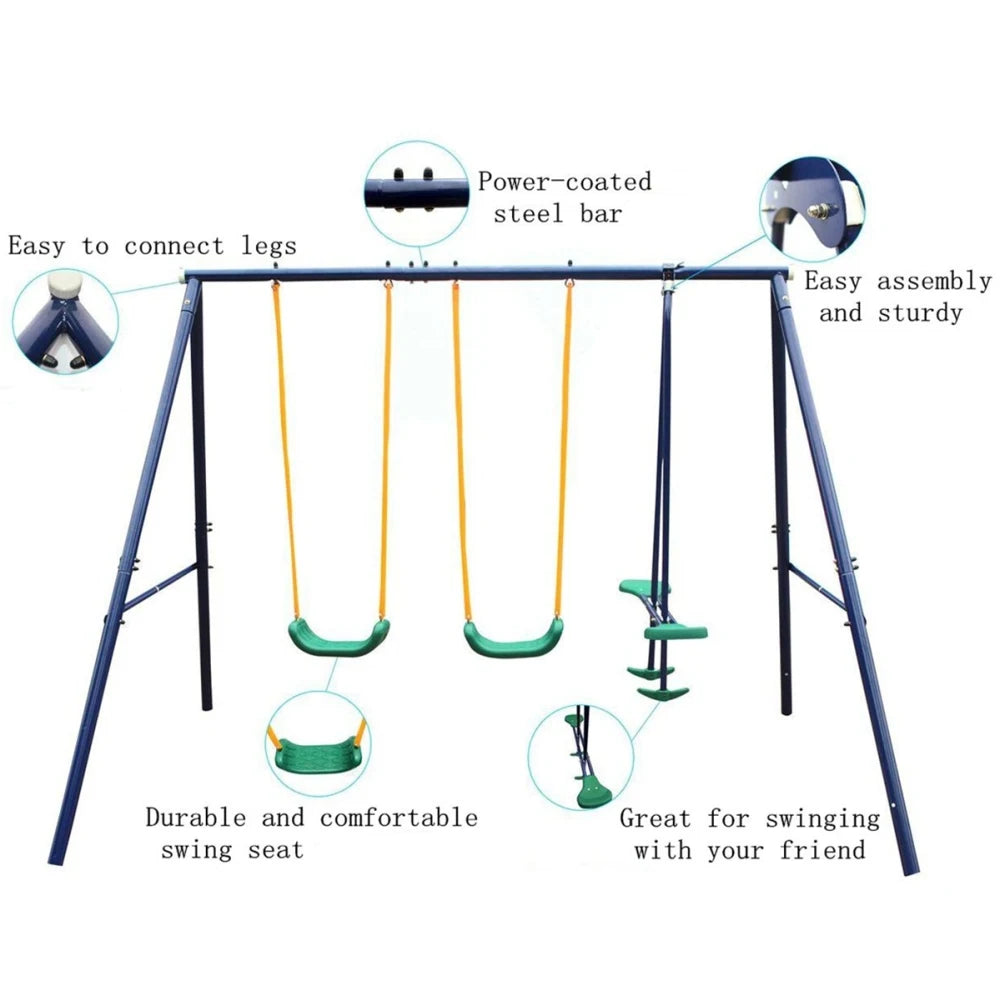 Metal Swing Set, Glider, Round Swing