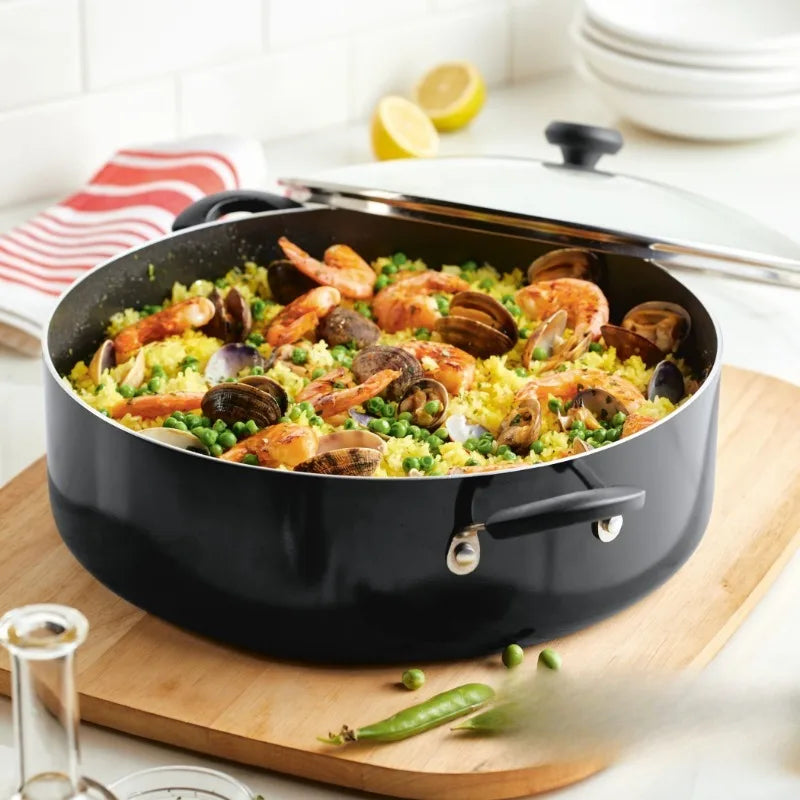 Nonstick Pan, Jumbo Cooker, Lid, Easy Clean 14" Aluminum