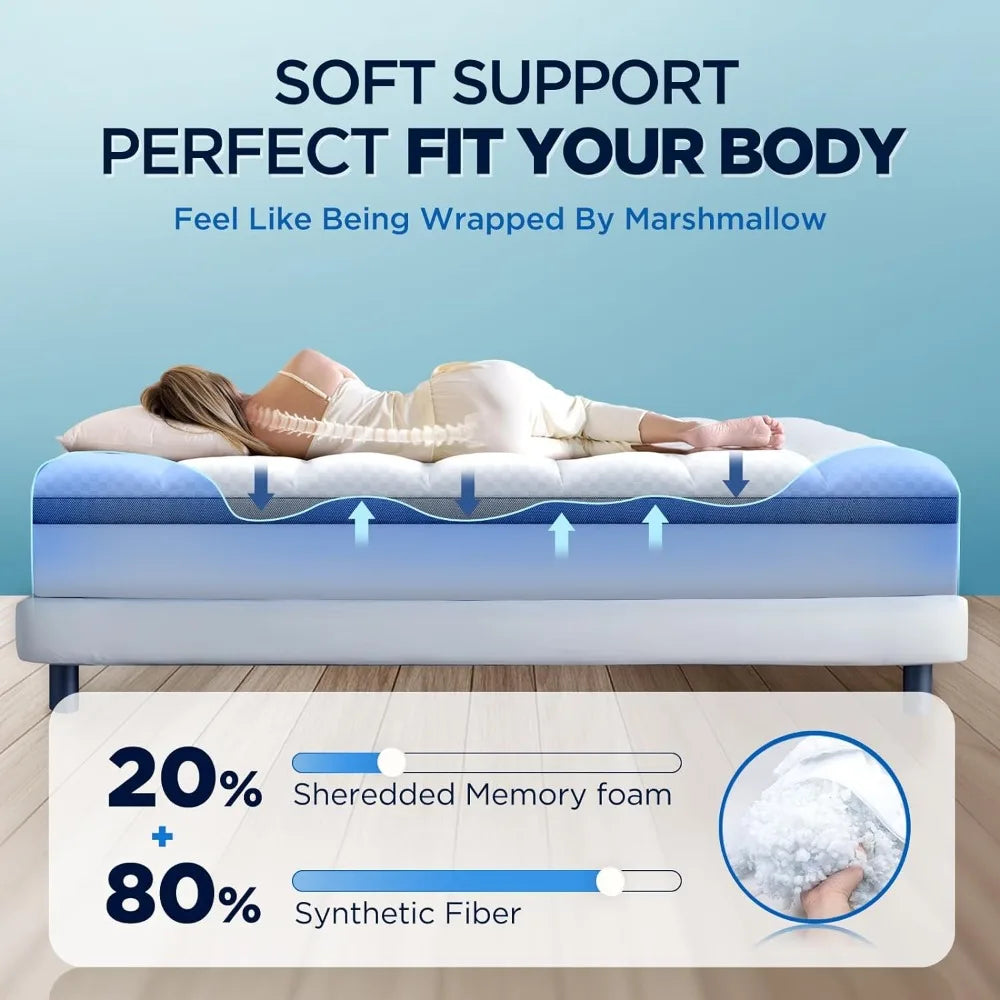 Memory Foam Mattress Topper, Queen, 2" Plush Pillow Top