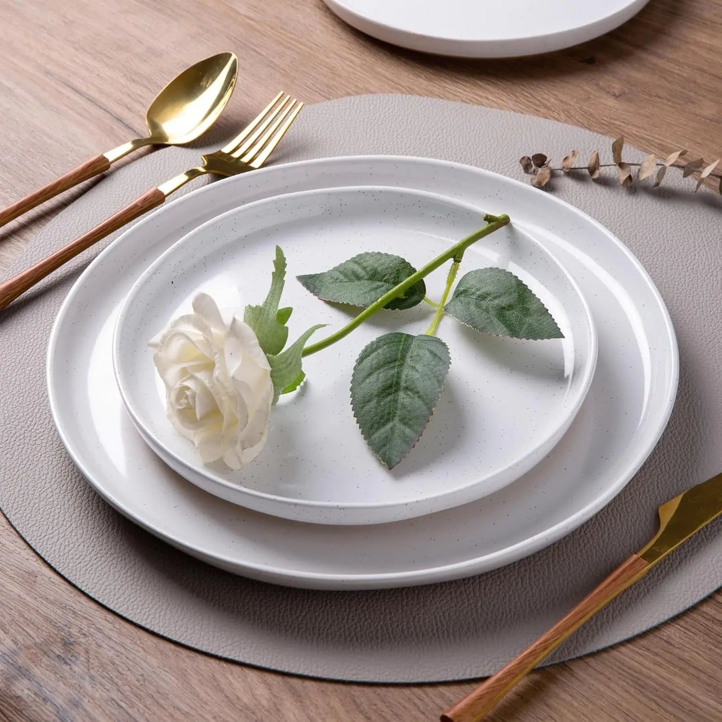 12 Piece Ceramic Dinnerware Set, Rustic Terracott, Service For 4