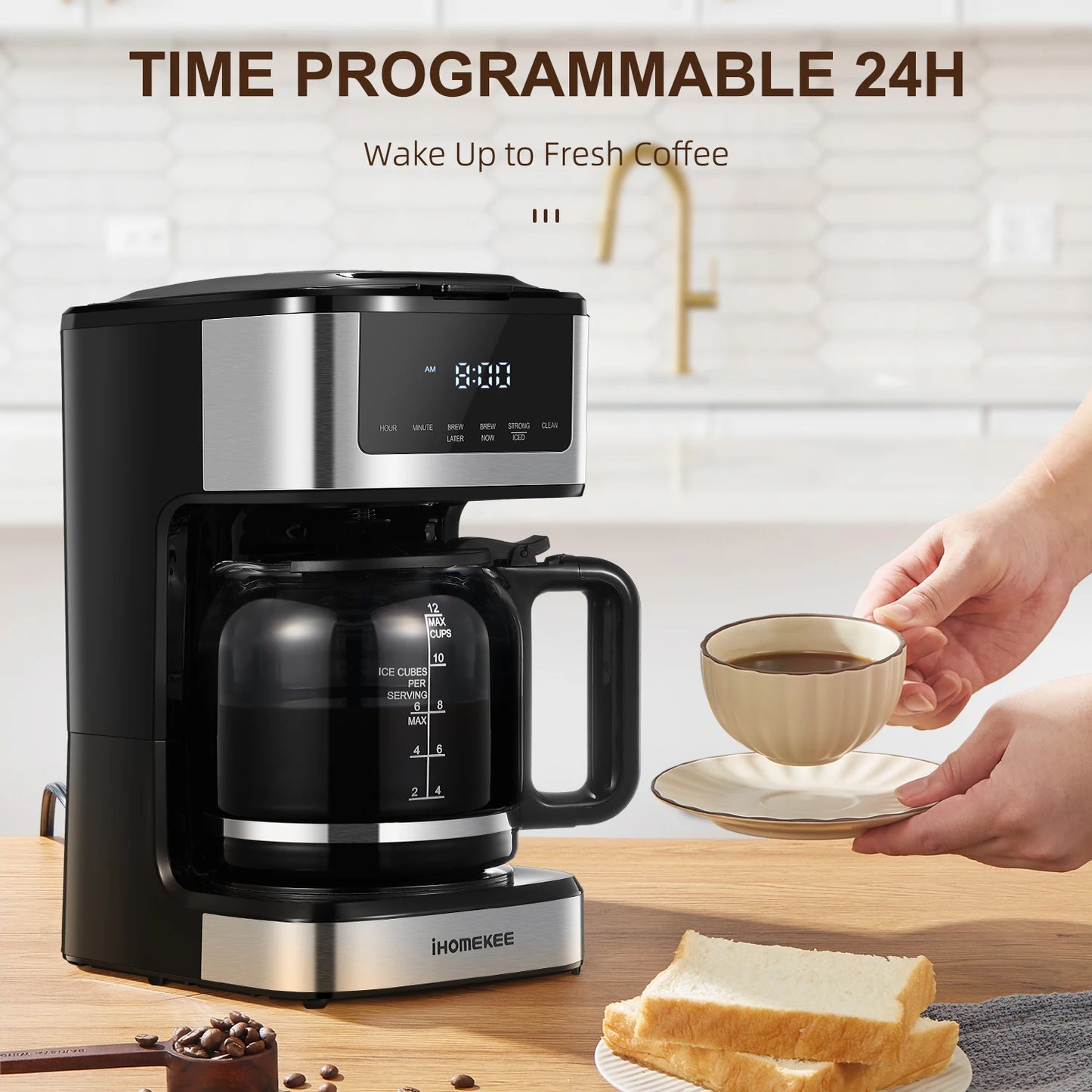 Programmable 12 Cup Coffee Maker, Iced Coffee Function, Touch Screen