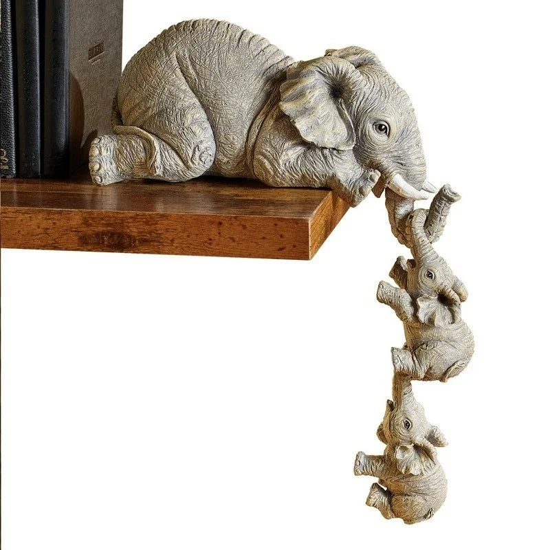 3pcs/set Elephant Figurines, Elephant Holding Baby Elephant