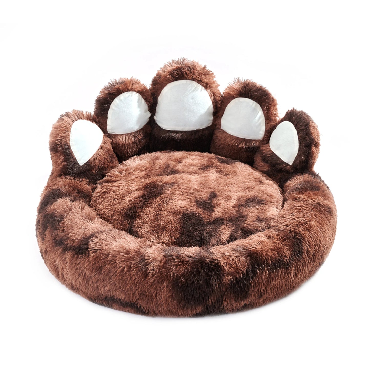 Comfy Pet Dog Or Cat Bed, Paw Shape, Warm, Brown Or Grey, 4 Sizes