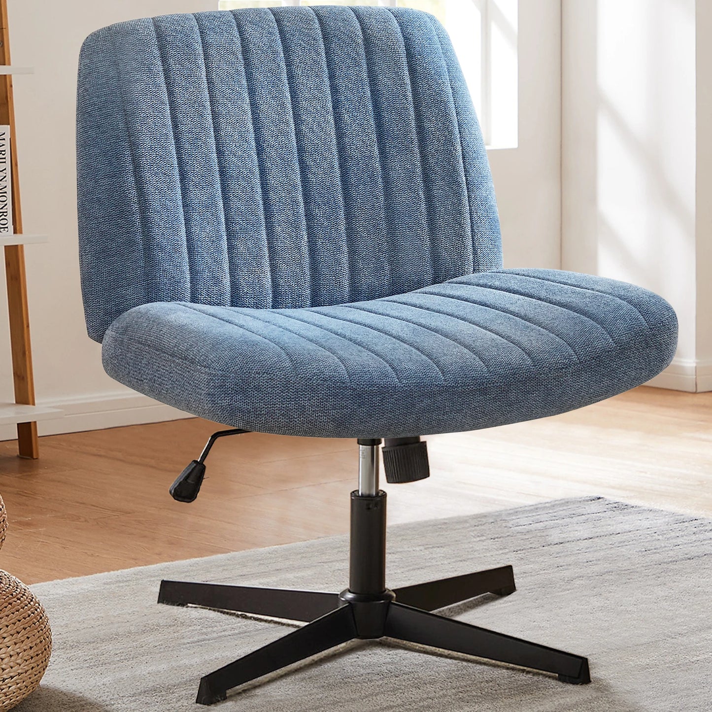 Office Chair, Armless, Wide, Dual-Purpose Base, Adjustable, Swivel, Fabric
