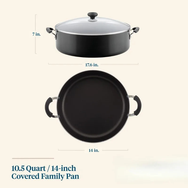 Nonstick Pan, Jumbo Cooker, Lid, Easy Clean 14" Aluminum