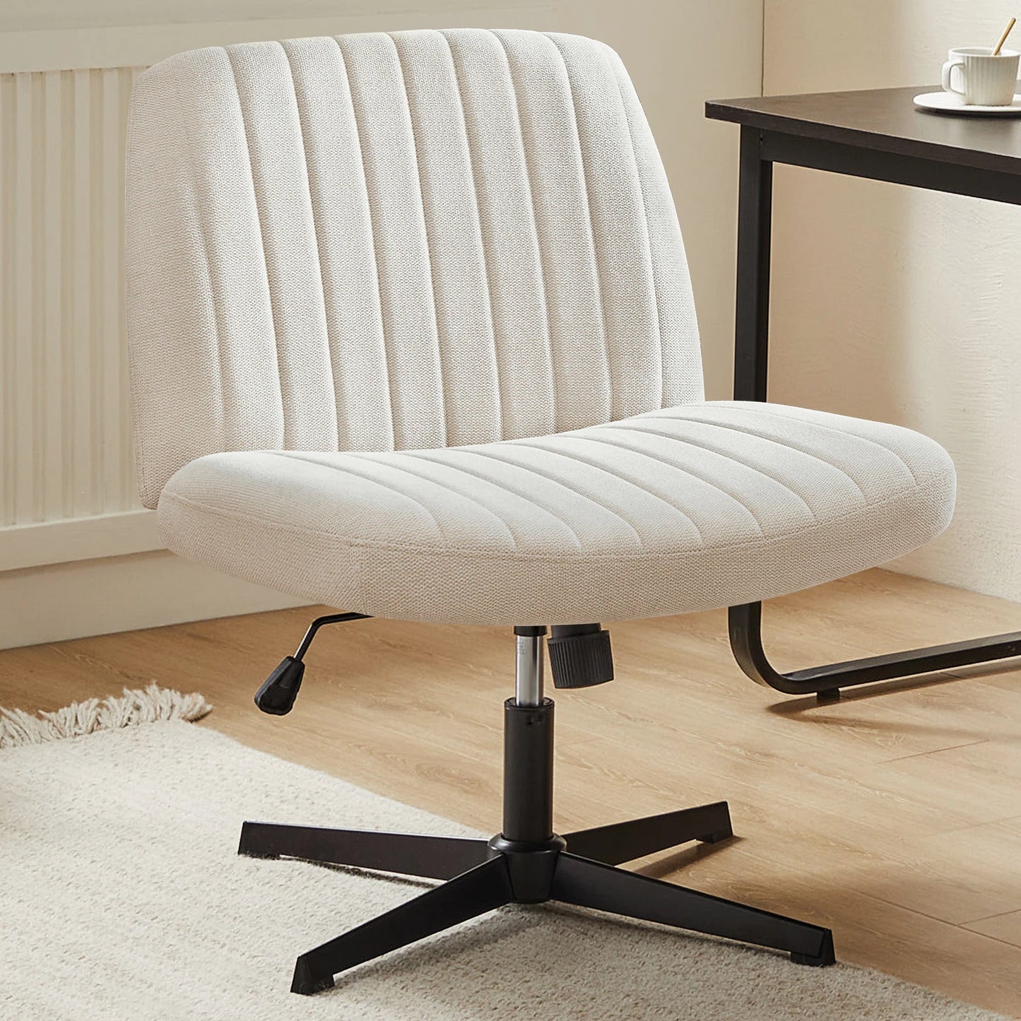 Office Chair, Armless, Wide, Dual-Purpose Base, Adjustable, Swivel, Fabric