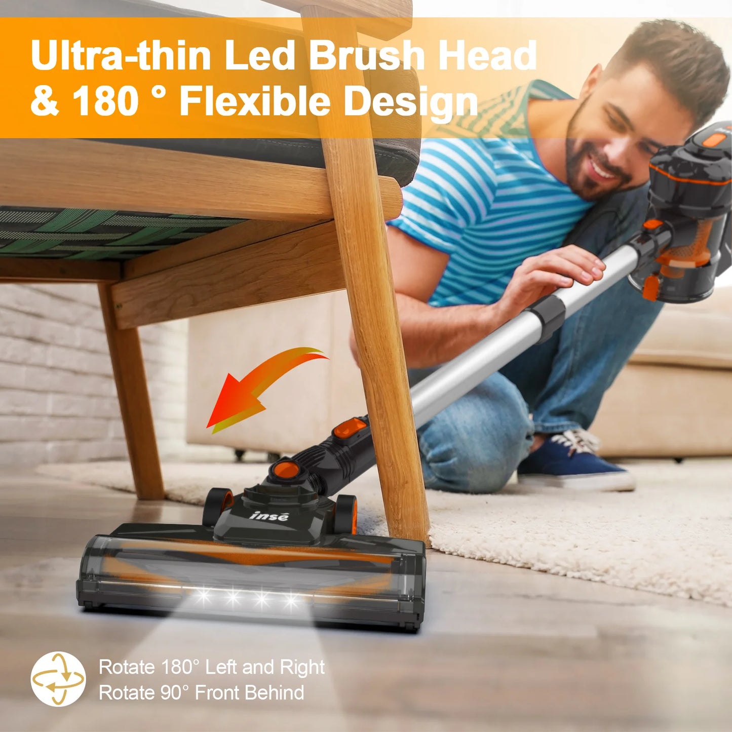Cordless Vacuum Cleaner, Powerful, Brushless Motor, Ultra Quiet, Lightweight