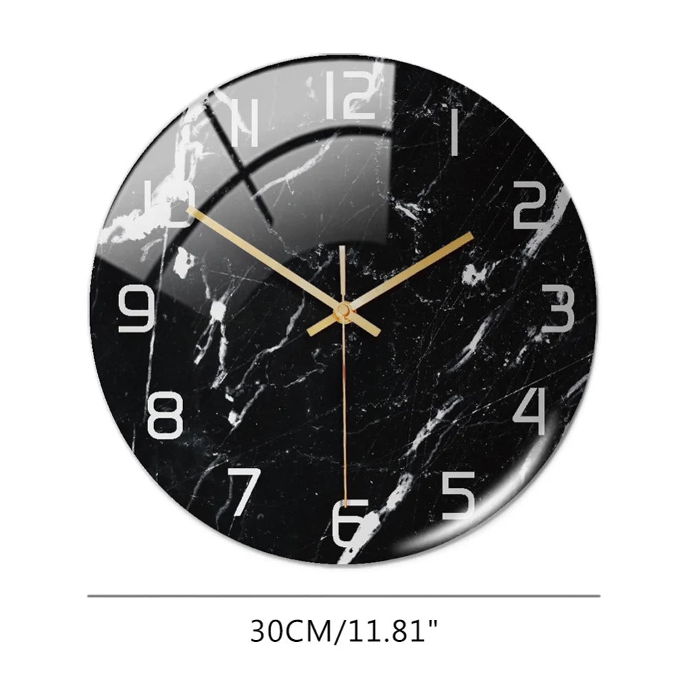 3D Acrylic Marble Pattern Wall Adhesive Clock, Silent Mechanism