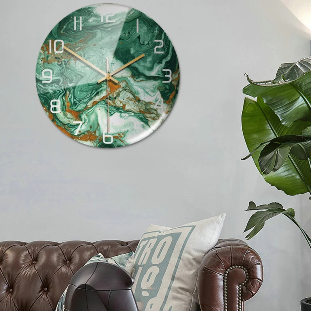 3D Acrylic Marble Pattern Wall Adhesive Clock, Silent Mechanism